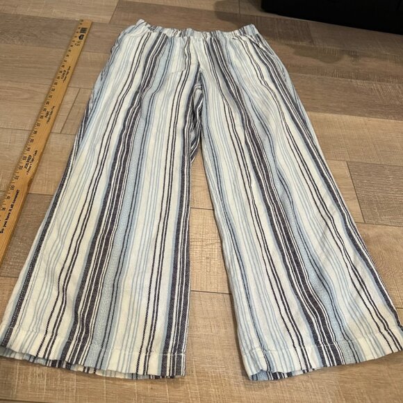 BRIGGS WOMENS BLUE STRIPED LINEN BLEND MEDIUM PULL ON PANTS - Picture 2 of 8